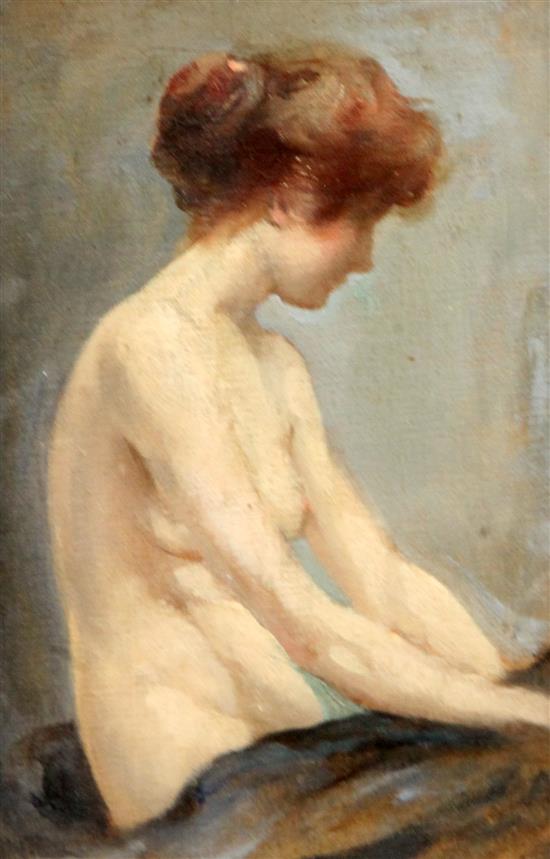 Attributed to Allen Douglas Davidson (1873-1932) Nude study 7.5 x 5in.